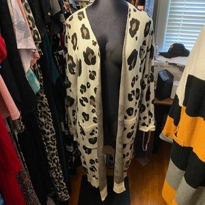 Leopard print cardigan, size 3X.